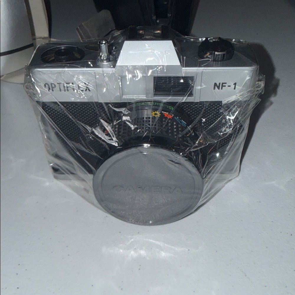 OptiFlex NF-1 35mm Film Camera with 50mm Lens Silver Black and Case